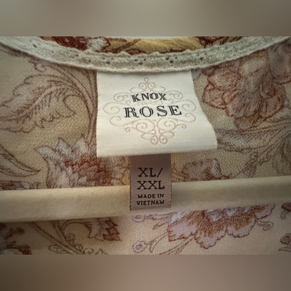 Knox Rose Beige and Rust Floral Blouse - Picture 4 of 5